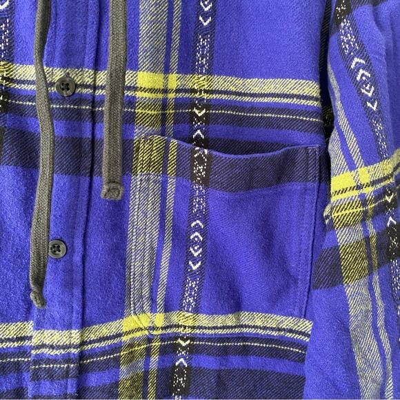 Without Walls Ikat Purple Plaid Flannel Hooded Overshirt NWTs size Large - Picture 13 of 13